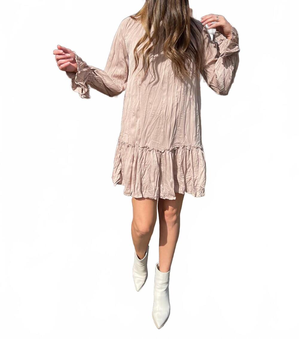 NEW ROUSSEAU bubble long sleeve mini dress in mocha
